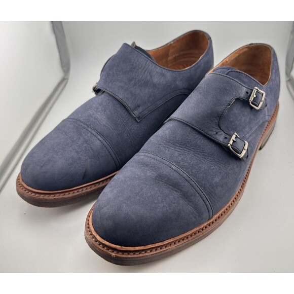 Frye Navy Suede Double Monk Strap‎ Dress Shoes Mens Mint No Box main image 6
